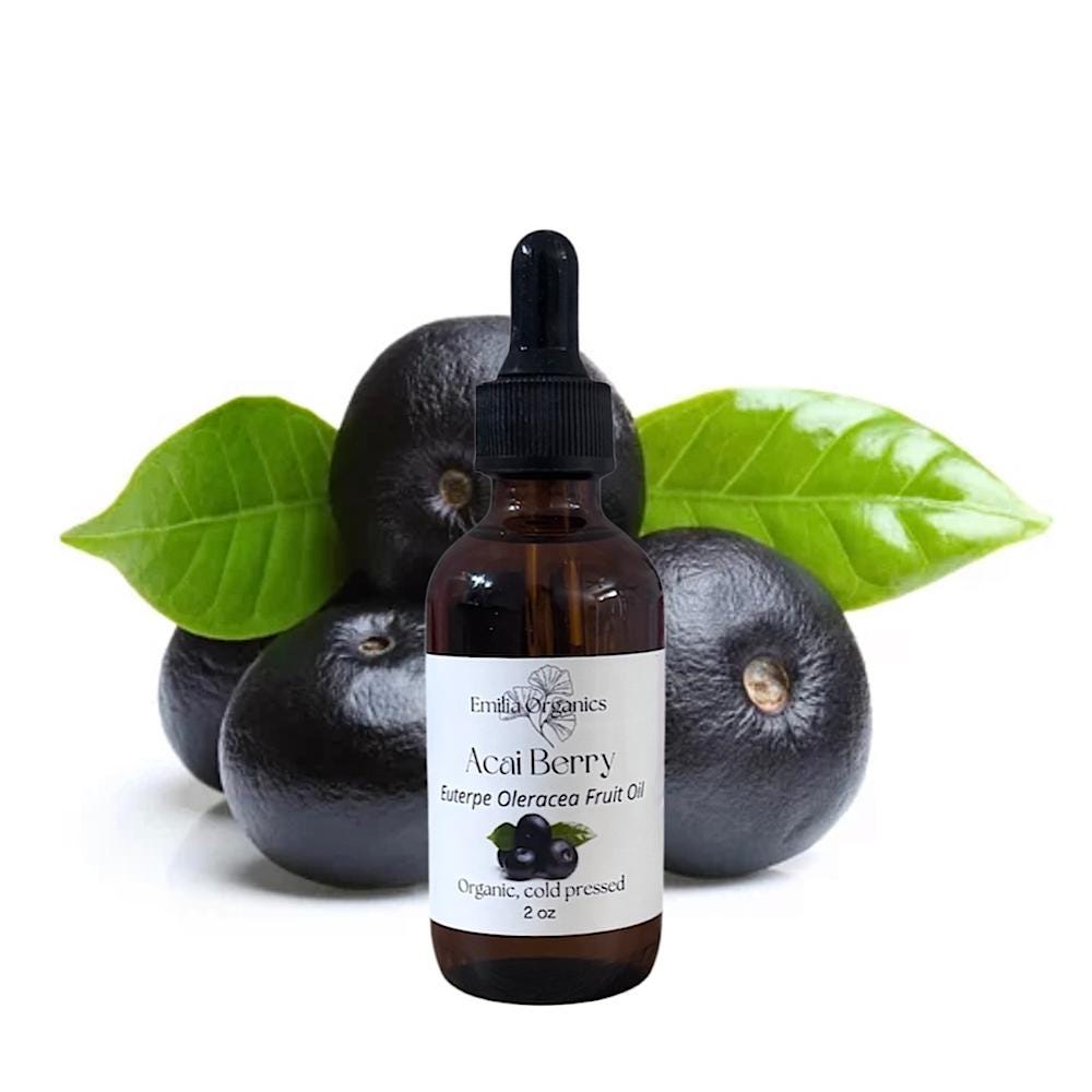 Acai Berry Fruit Oil, Organic, Cold Pressed, Unrefined, Natural